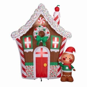 Gingerbread House Christmas Holiday Airblown Inflatable Yard Decor 8 Ft Tall NEW